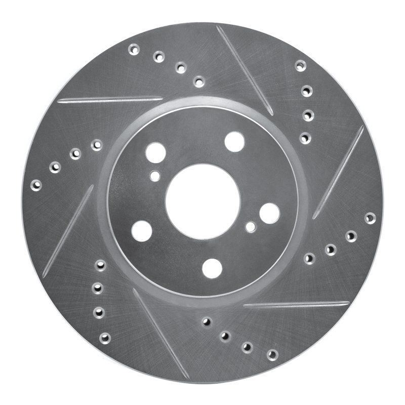 Pontiac Vibe Brake Rotor (1) - Front Right - R1 Concepts - Drilled & Slotted - Silver - `08-`19